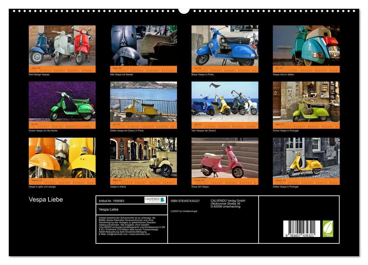 Bild: 9783457434321 | Vespa Liebe (hochwertiger Premium Wandkalender 2026 DIN A2 quer),...