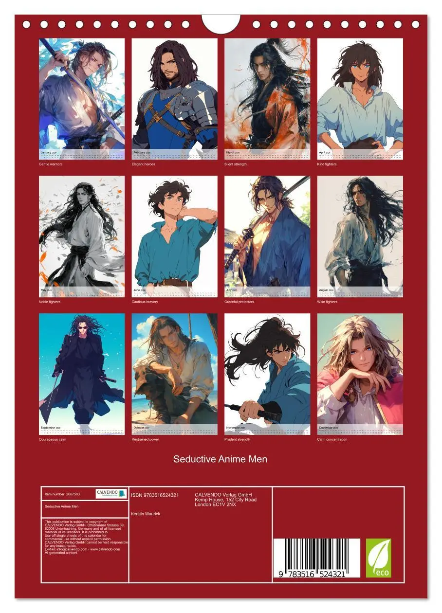 Bild: 9783516524321 | Seductive Anime Men (Wall Calendar 2026 DIN A4 portrait), CALVENDO...