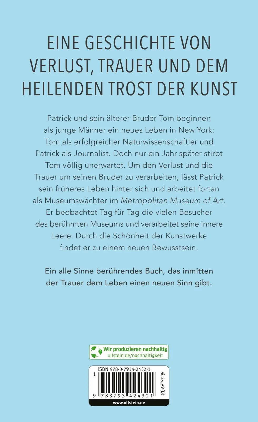 Rückseite: 9783793424321 | All die Schönheit dieser Welt | Patrick Bringley | Buch | 320 S.