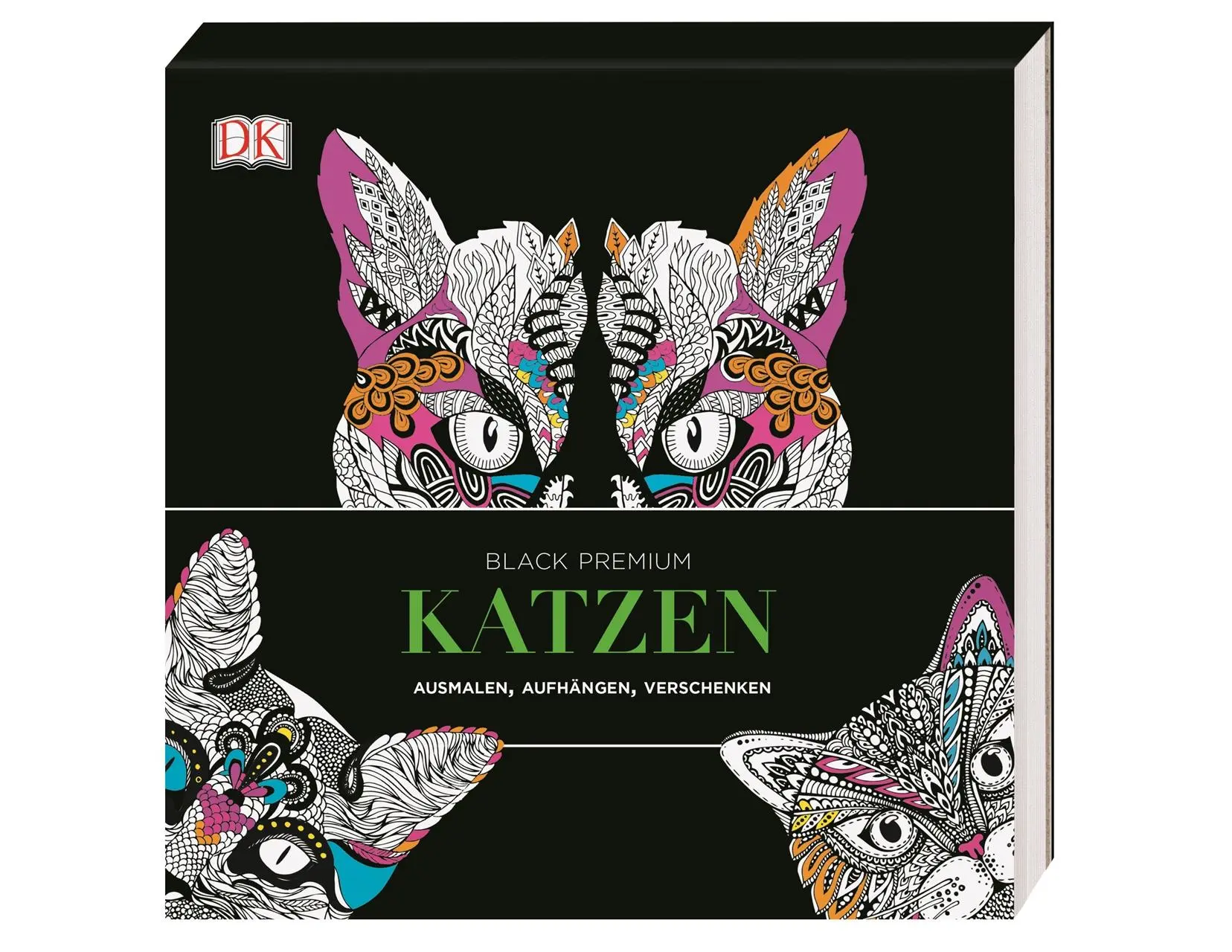Cover: 9783831034321 | Black Premium. Katzen | Ausmalen, Aufhängen, Verschenken | DK Verlag