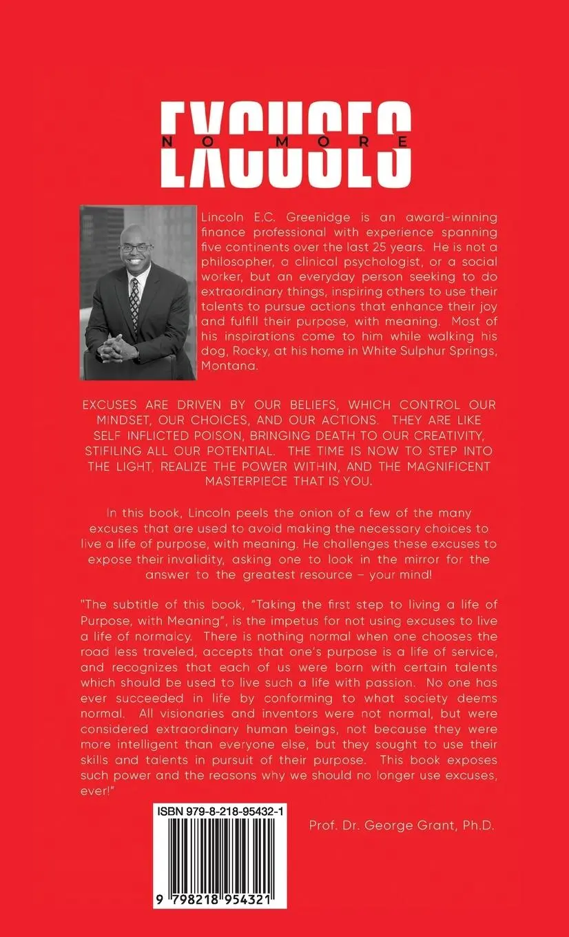 Rückseite: 9798218954321 | NO MORE EXCUSES (Standard Edition) | Lincoln E. C. Greenidge | Buch