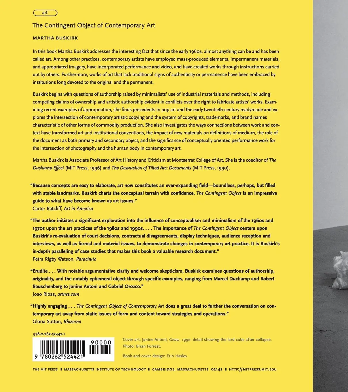 Rückseite: 9780262524421 | The Contingent Object of Contemporary Art | Martha Buskirk | Buch
