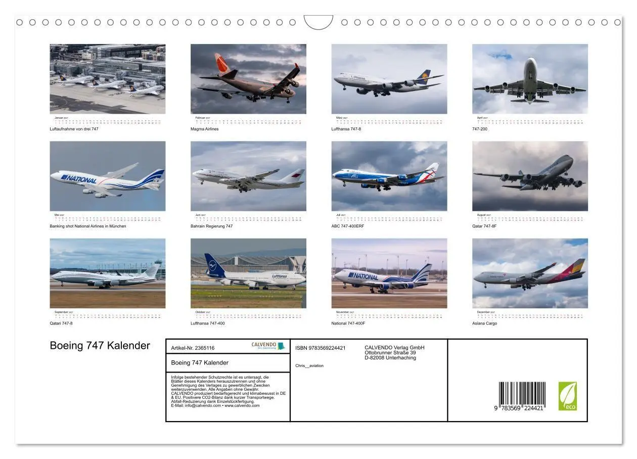 Bild: 9783569224421 | Boeing 747 Kalender (Wandkalender 2027 DIN A3 quer), CALVENDO...