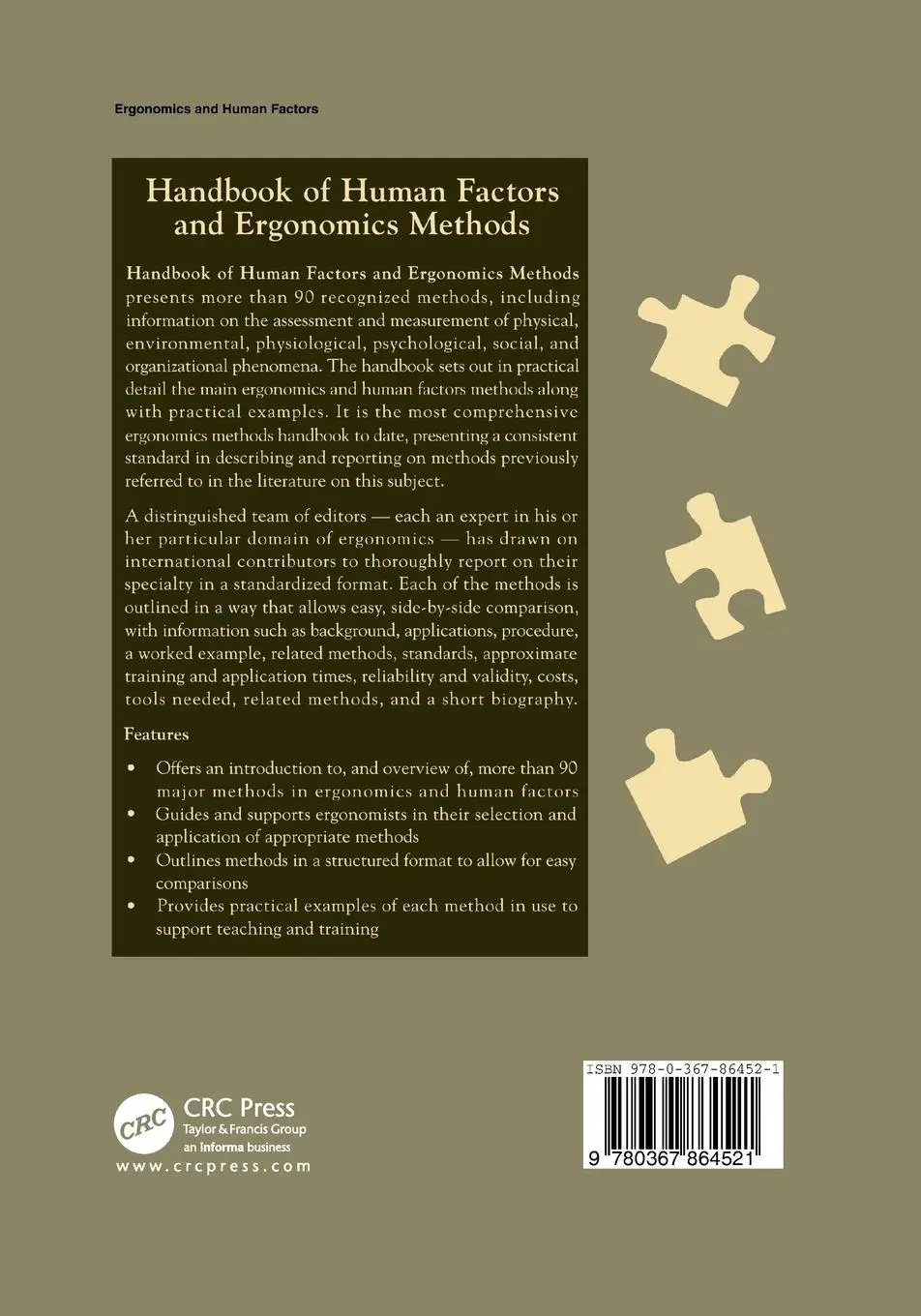 Rückseite: 9780367864521 | Handbook of Human Factors and Ergonomics Methods | Stanton (u. a.)