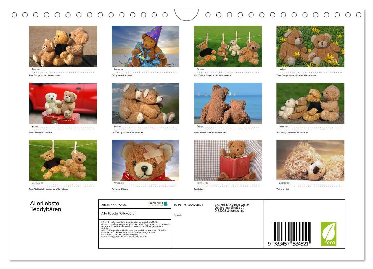 Bild: 9783457584521 | Allerliebste Teddybären (Wandkalender 2026 DIN A4 quer), CALVENDO...