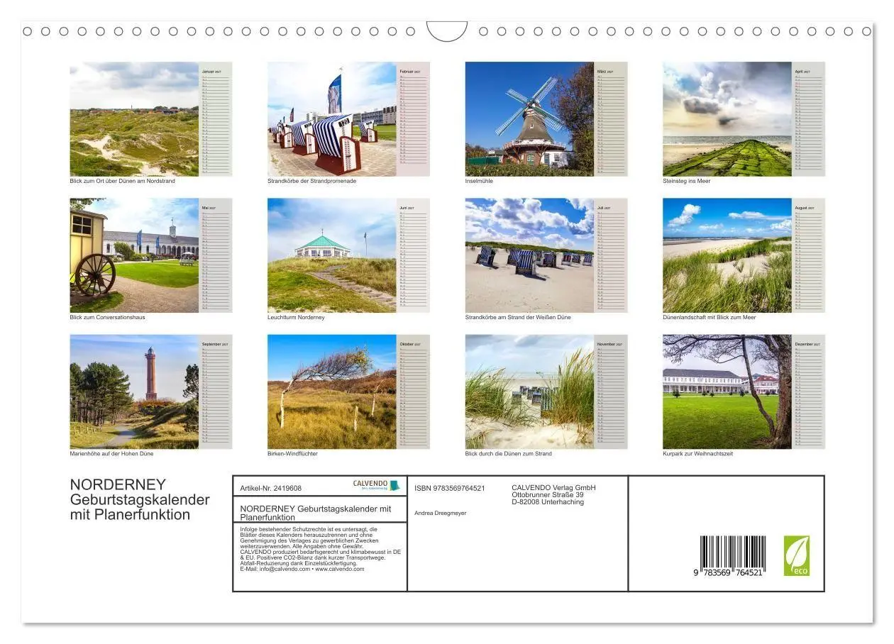 Bild: 9783569764521 | NORDERNEY Geburtstagskalender mit Planerfunktion (Wandkalender 2027...