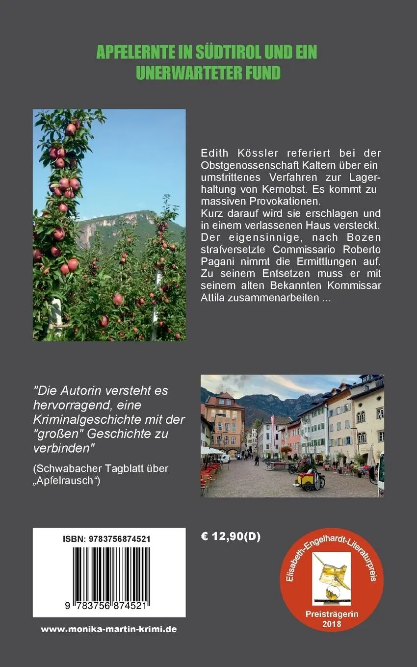 Rückseite: 9783756874521 | Apfelrausch | Commissario Pagani ermittelt in Südtirol | Monika Martin
