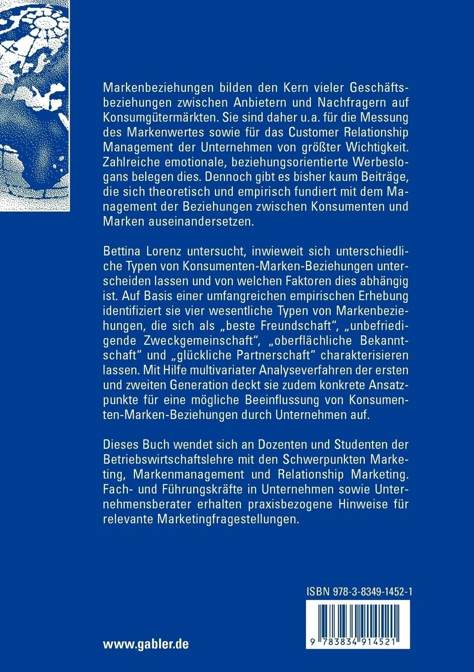 Rückseite: 9783834914521 | Beziehungen zwischen Konsumenten und Marken | Bettina Lorenz | Buch