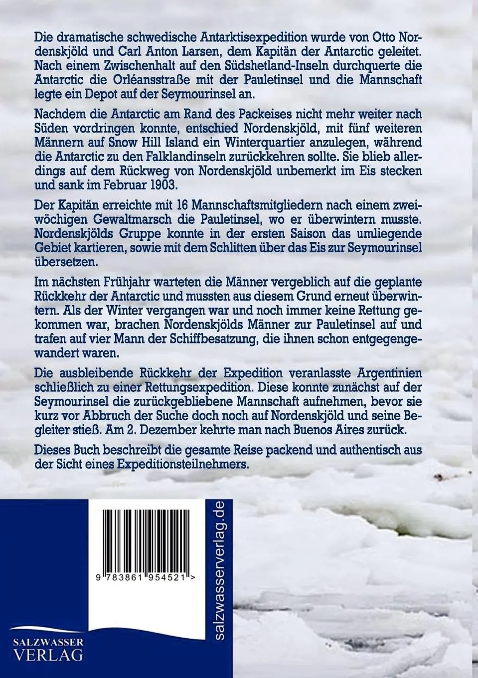 Rückseite: 9783861954521 | Die schwedische Südpol-Expedition 1901-1904 | S. A. Duse | Taschenbuch