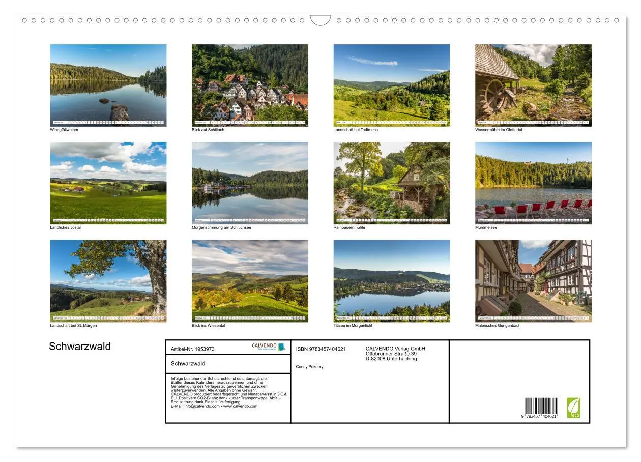 Bild: 9783457404621 | Schwarzwald (Wandkalender 2026 DIN A2 quer), CALVENDO Monatskalender
