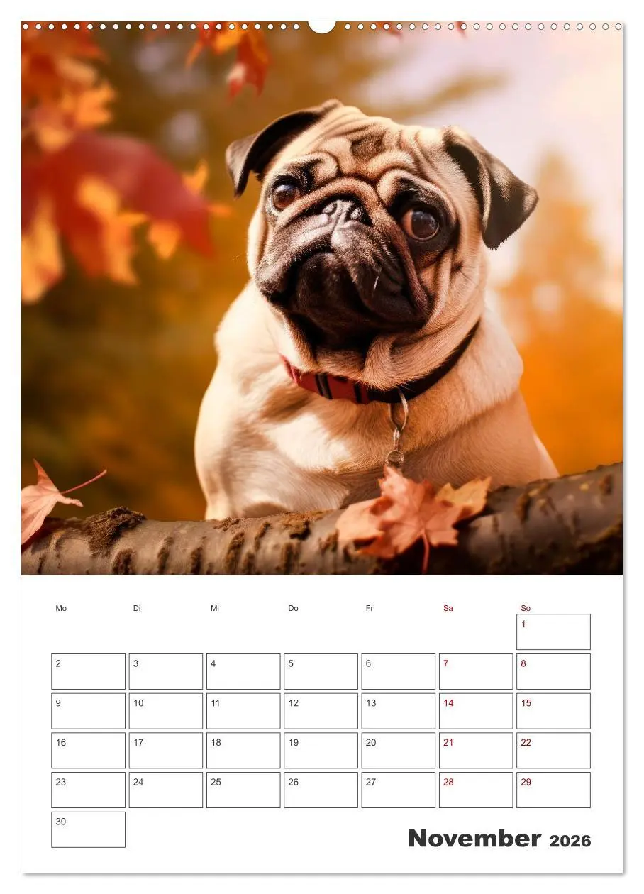 Bild: 9783516594621 | MOPS Pfotenglück in Faltenform (Wandkalender 2026 DIN A2 hoch),...