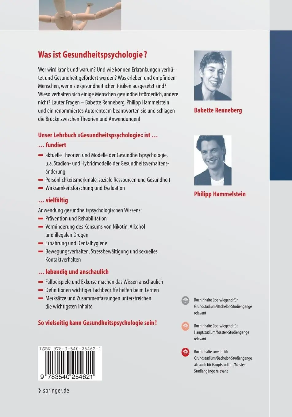 Rückseite: 9783540254621 | Gesundheitspsychologie | Philipp Hammelstein (u. a.) | Taschenbuch