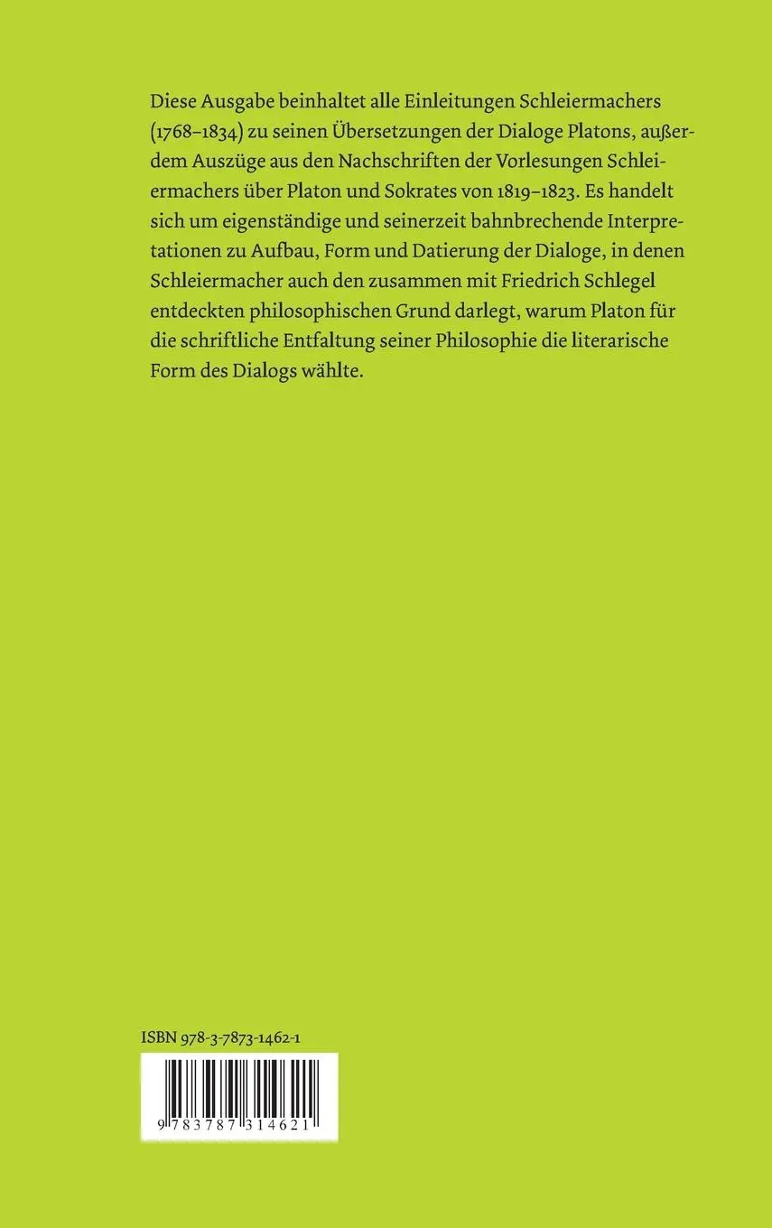 Rückseite: 9783787314621 | Über die Philosophie Platons | Friedrich Schleiermacher | Buch | 1996