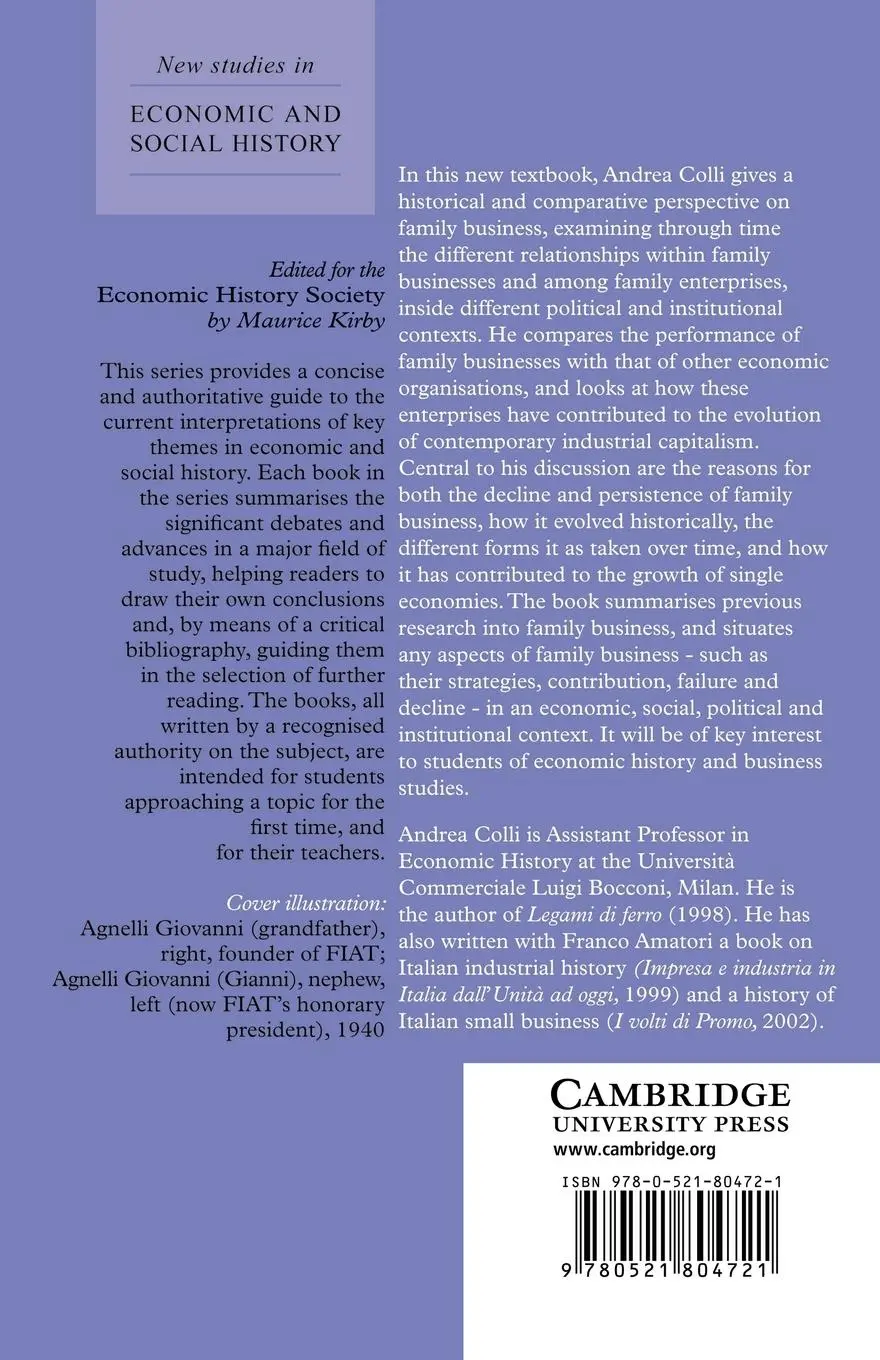 Rückseite: 9780521804721 | The History of Family Business, 1850-2000 | Andrea Colli | Taschenbuch