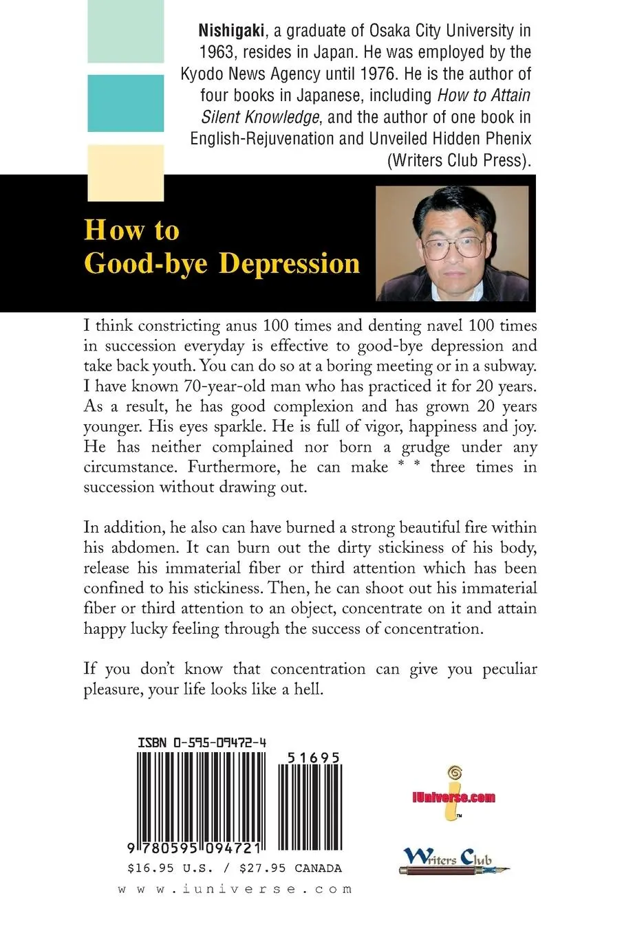 Rückseite: 9780595094721 | How to Good-Bye Depression | Hiroyuki Nishigaki | Taschenbuch | 2000