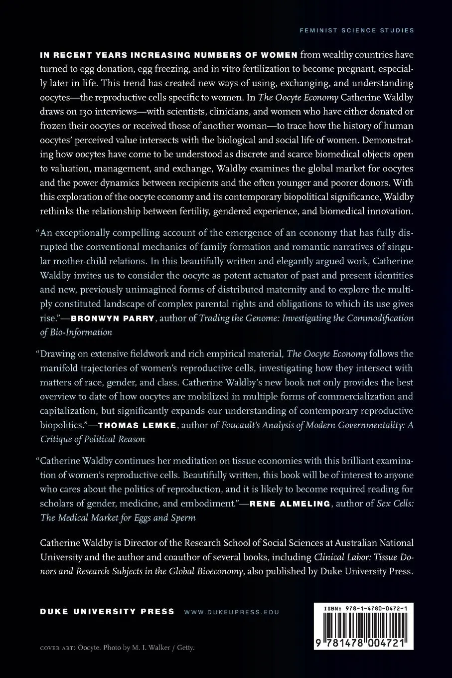 Rückseite: 9781478004721 | The Oocyte Economy | The Changing Meaning of Human Eggs | Waldby