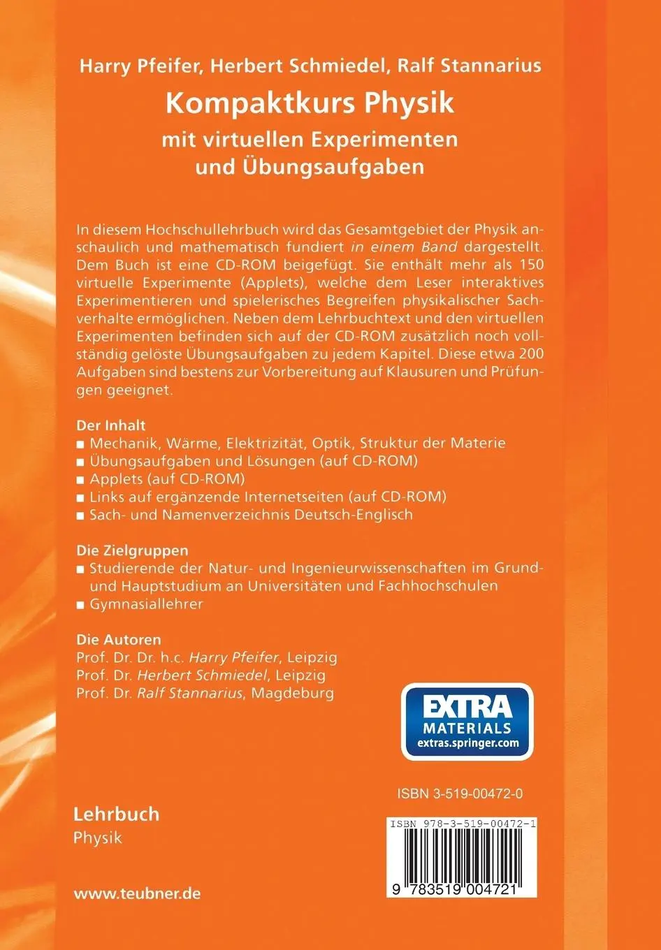 Rückseite: 9783519004721 | Kompaktkurs Physik | mit virtuellen Experimenten und Übungsaufgaben