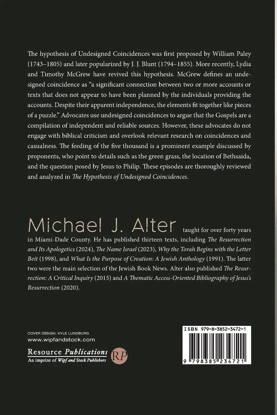 Rückseite: 9798385234721 | The Hypothesis of Undesigned Coincidences | Michael J. Alter | Buch
