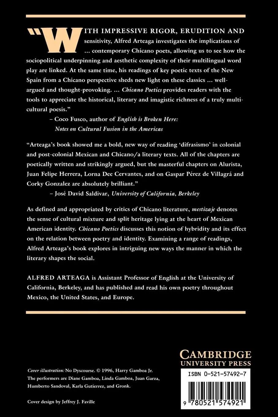 Rückseite: 9780521574921 | Chicano Poetics | Heterotexts and Hybridities | Alfred Arteaga (u. a.)