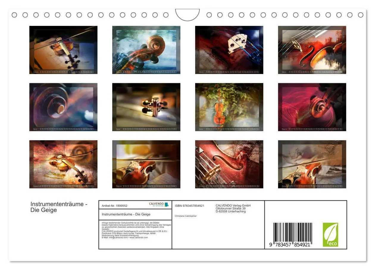 Bild: 9783457854921 | Instrumententräume - Die Geige (Wandkalender 2026 DIN A4 quer),...