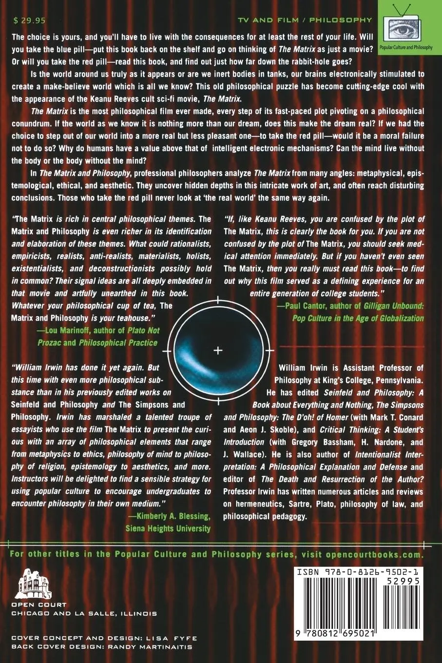 Rückseite: 9780812695021 | The Matrix and Philosophy | Welcome to the Desert of the Real | Irwin