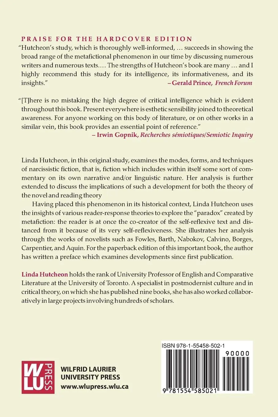 Rückseite: 9781554585021 | Narcissistic Narrative | The Metafictional Paradox | Linda Hutcheon