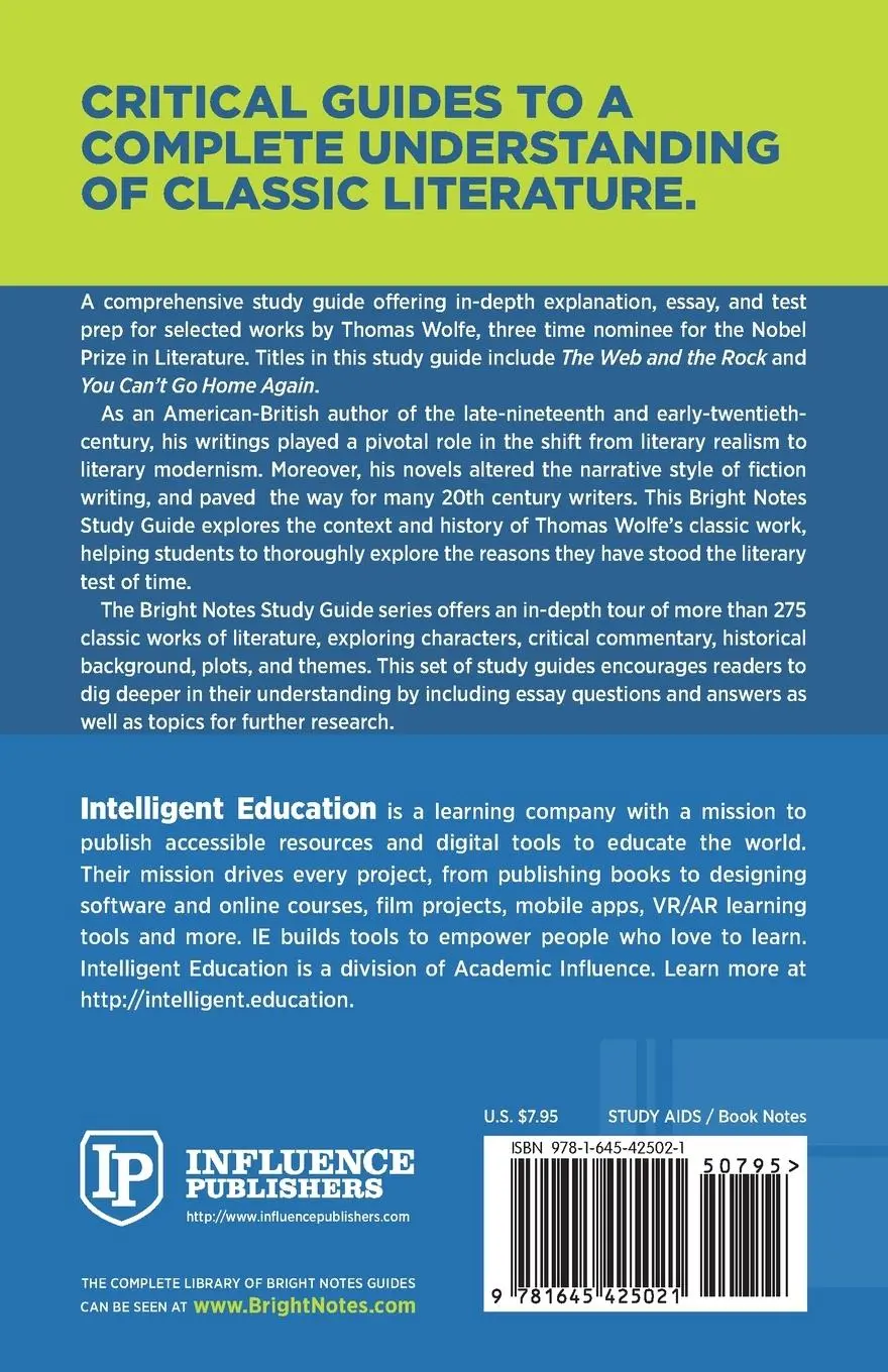 Rückseite: 9781645425021 | Study Guide to The Web and the Rock and You Can't Go Home Again by...