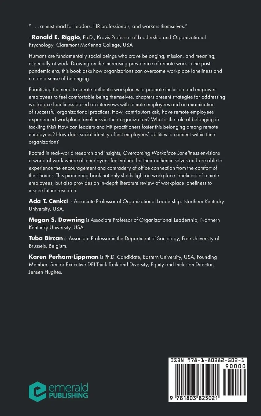 Rückseite: 9781803825021 | Overcoming Workplace Loneliness | Ada T. Cenkci (u. a.) | Buch | 2023