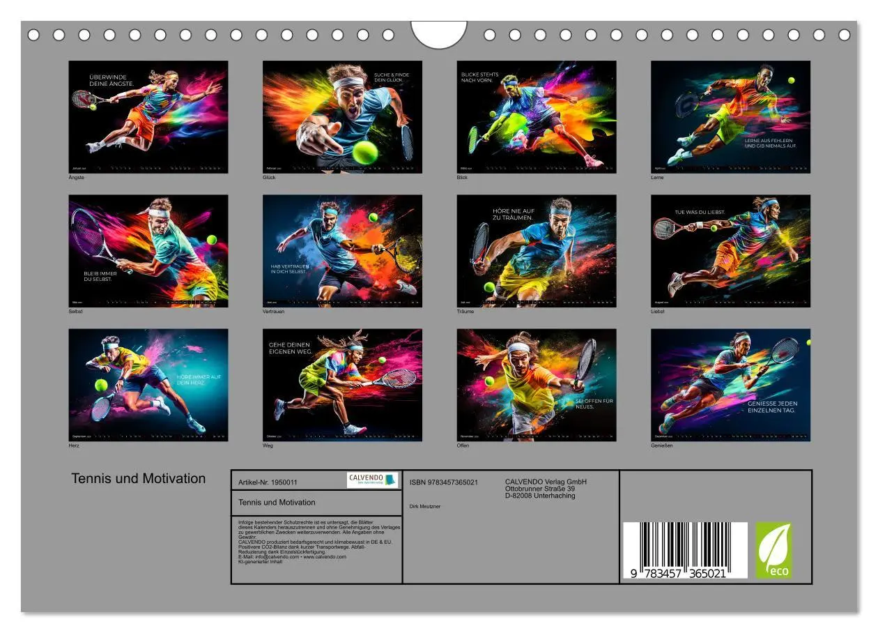 Bild: 9783457365021 | Tennis und Motivation (Wandkalender 2026 DIN A4 quer), CALVENDO...