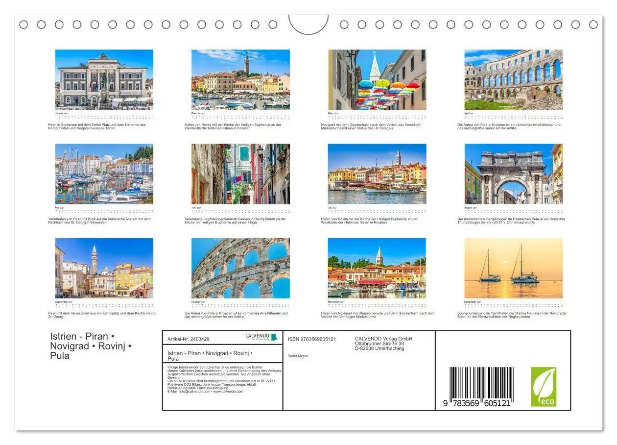 Bild: 9783569605121 | Istrien - Piran ¿ Novigrad ¿ Rovinj ¿ Pula (Wandkalender 2027 DIN...