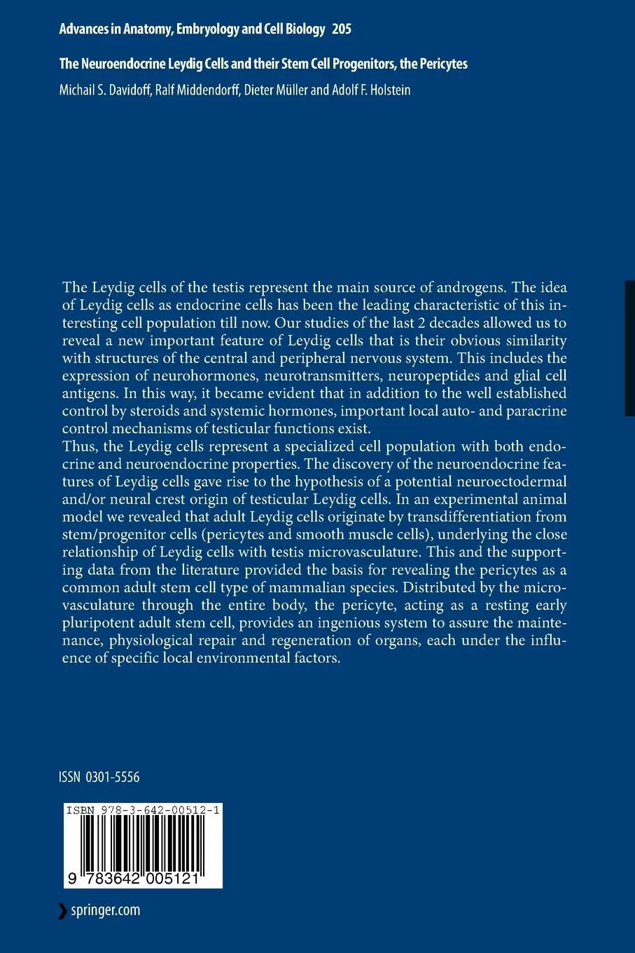 Rückseite: 9783642005121 | The Neuroendocrine Leydig Cells and their Stem Cell Progenitors,...