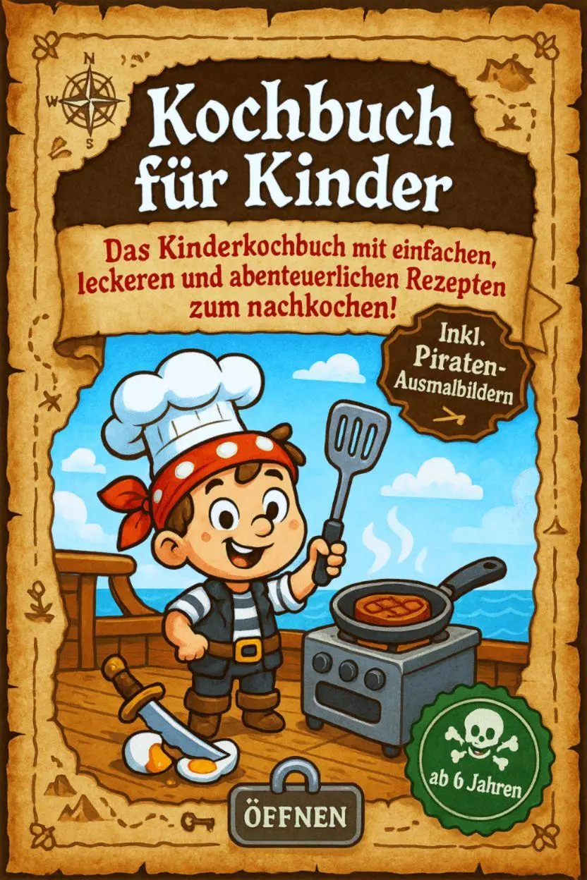 Kochbuch für Kinder - Piratenedition: Das Kinderkochbuch mit einfachen, leckeren und abenteuerlichen Rezepten zum Nachkochen! - inkl. Piratengeschichte, Mal- & Rätselspaß! -ab 6 Jahren