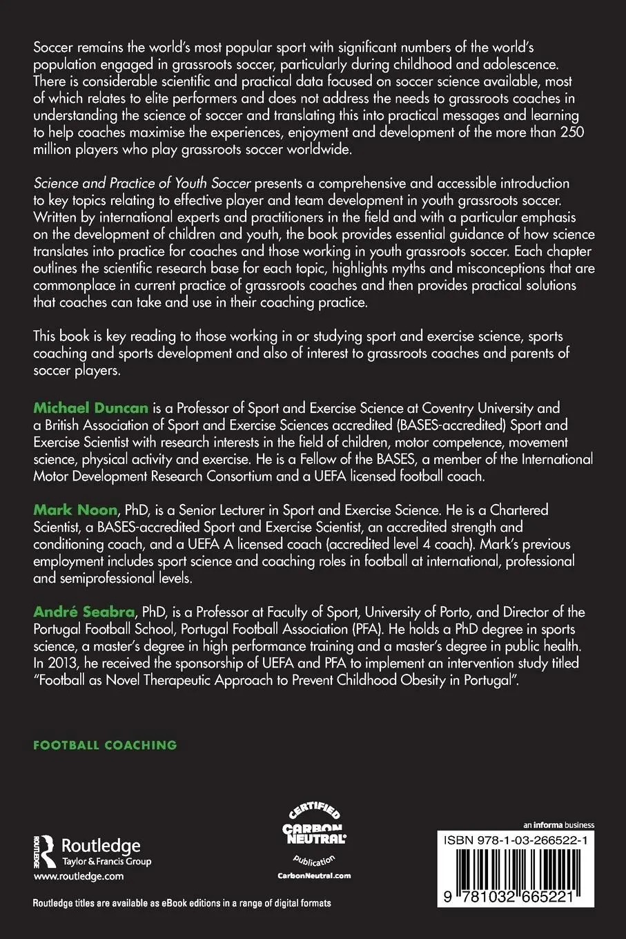 Rückseite: 9781032665221 | Science and Practice of Youth Soccer | Michael Duncan (u. a.) | Buch