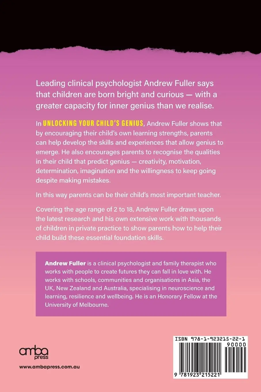 Rückseite: 9781923215221 | Unlocking Your Child's Genius | Andrew Fuller | Taschenbuch | Englisch