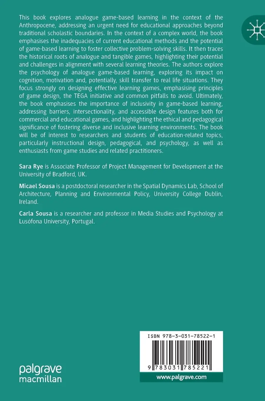 Rückseite: 9783031785221 | Transformative Learning Through Play | Sara Rye (u. a.) | Buch | xiii