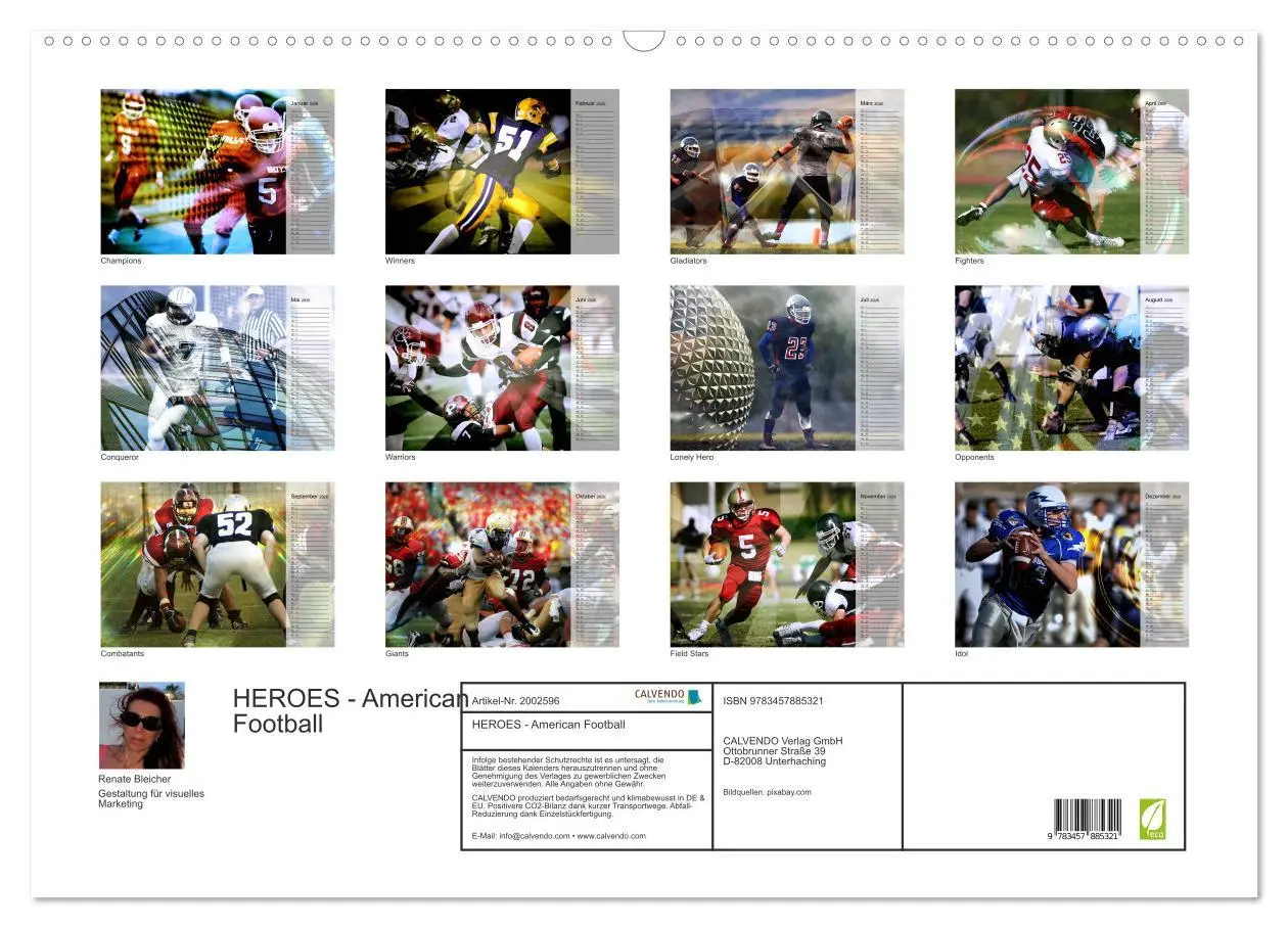 Bild: 9783457885321 | HEROES - American Football (Wandkalender 2026 DIN A2 quer),...