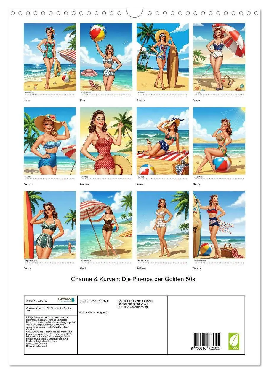 Bild: 9783516735321 | Charme &amp; Kurven: Die Pin-ups der Golden 50s (Wandkalender 2026 DIN...