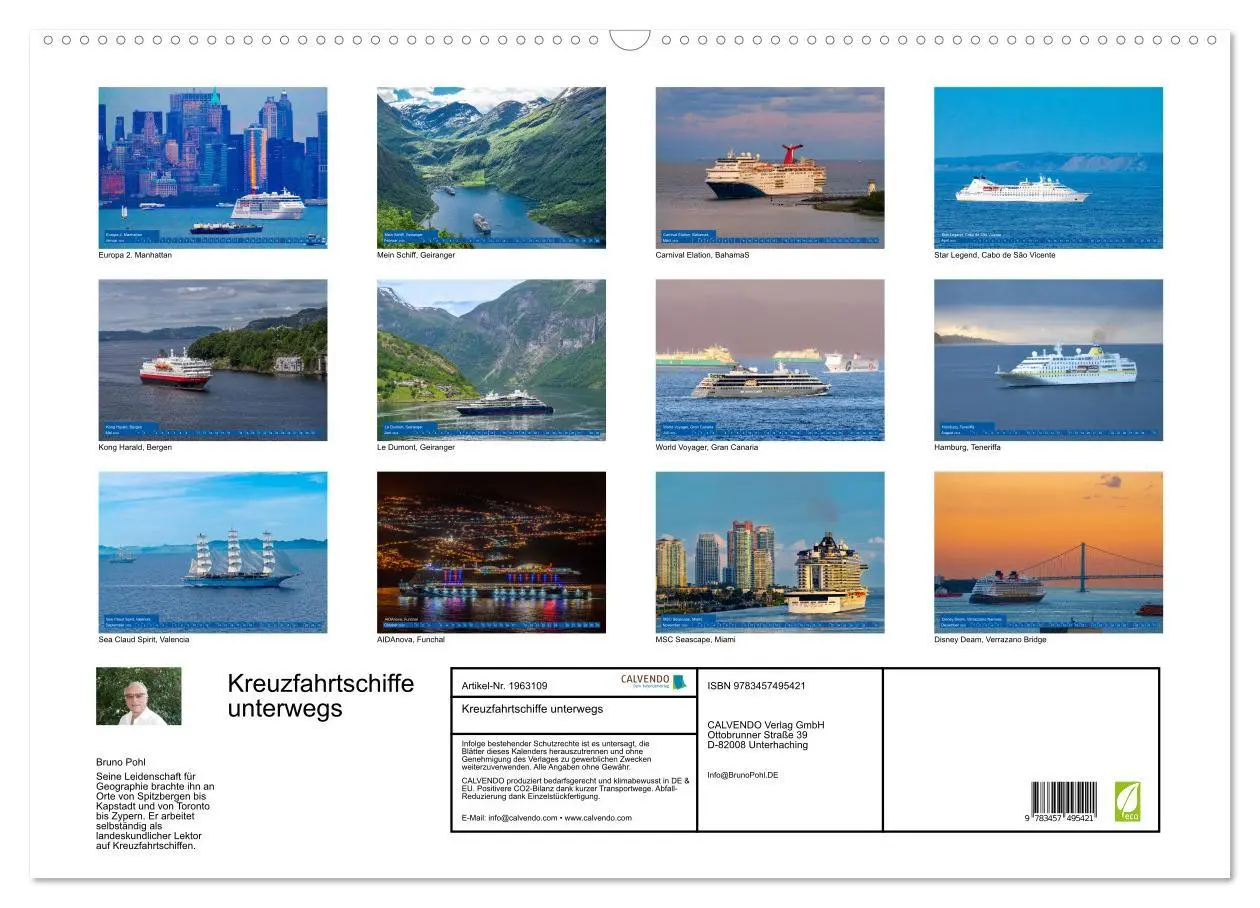 Bild: 9783457495421 | Kreuzfahrtschiffe unterwegs (Wandkalender 2026 DIN A2 quer),...