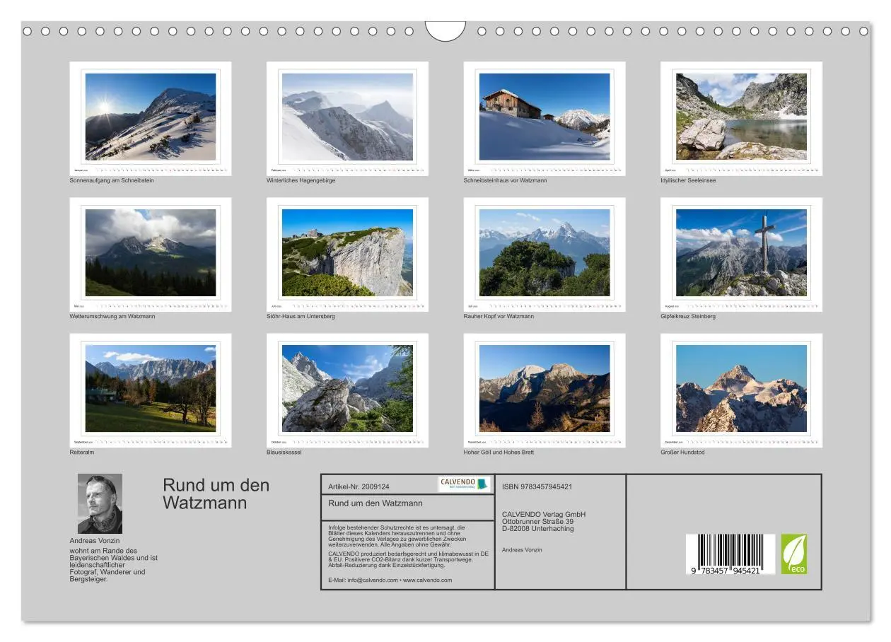 Bild: 9783457945421 | Rund um den Watzmann (Wandkalender 2026 DIN A3 quer), CALVENDO...