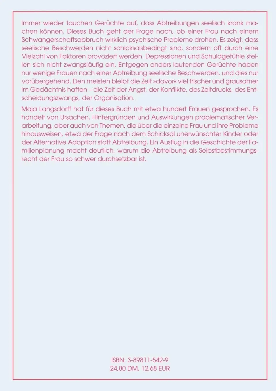 Rückseite: 9783898115421 | Kleiner Eingriff - großes Trauma? | Maja Langsdorff | Taschenbuch