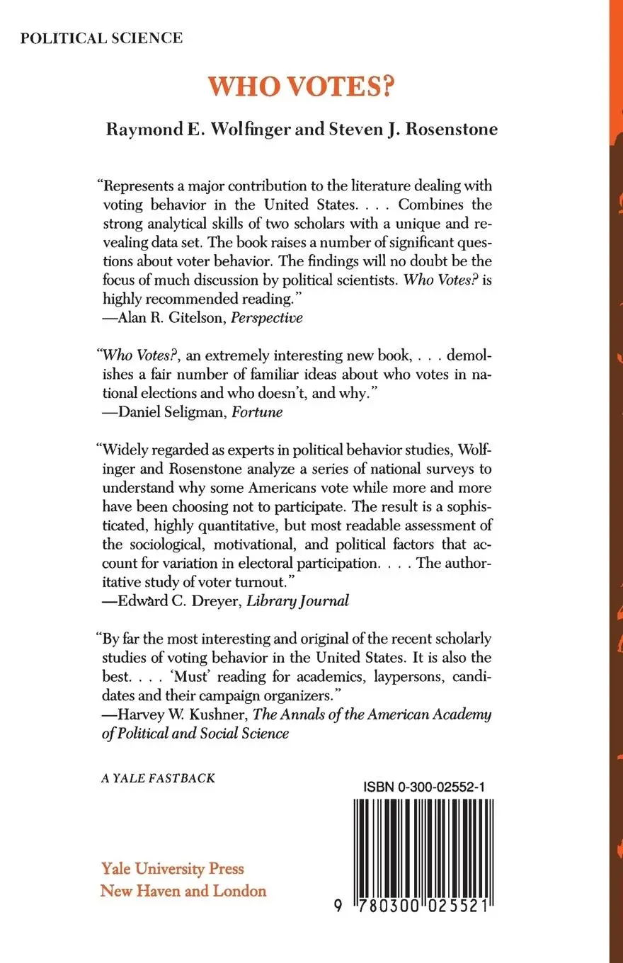 Rückseite: 9780300025521 | Who Votes? | Raymond E. Wolfinger | Taschenbuch | Englisch | 1980