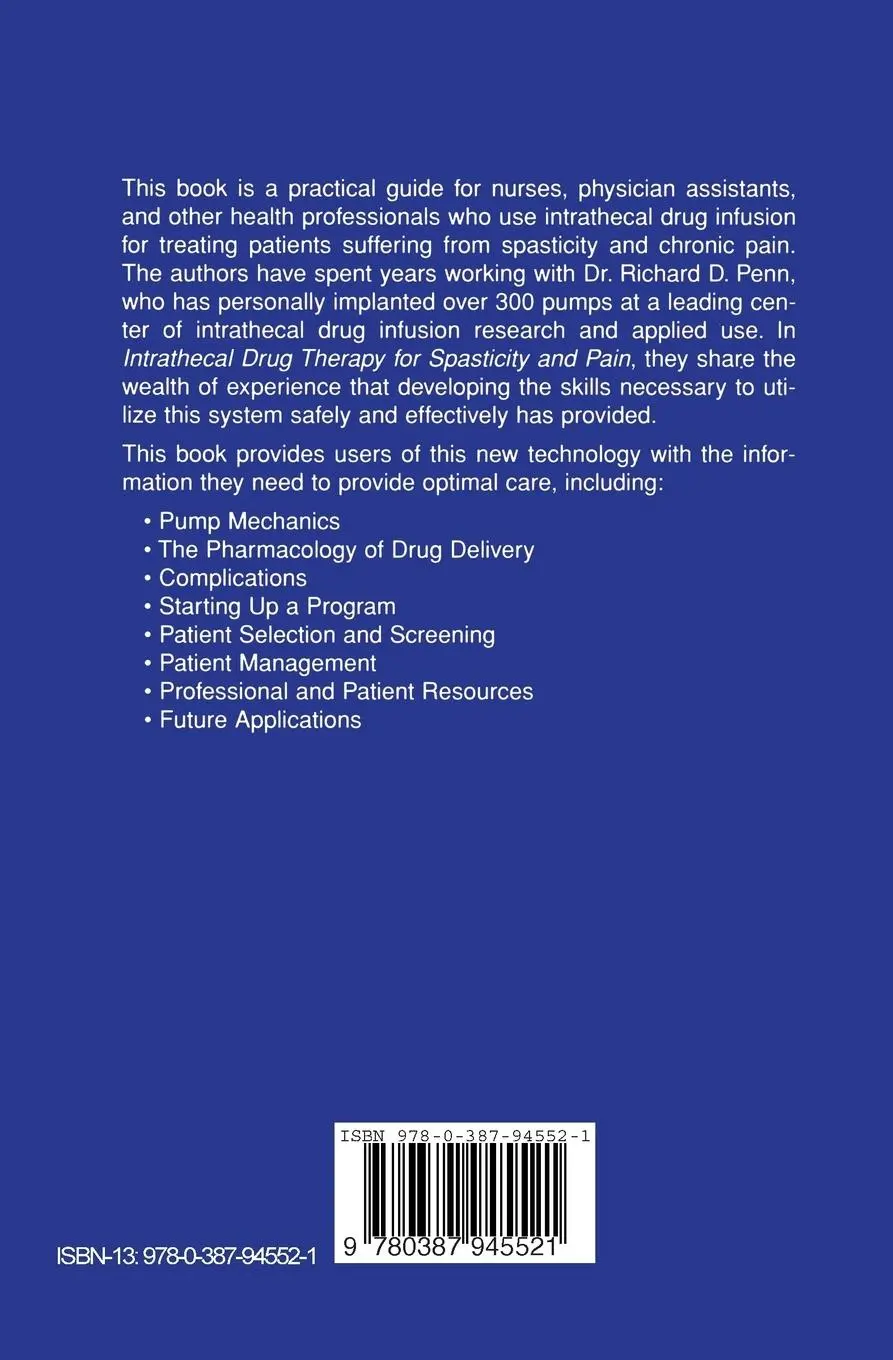 Rückseite: 9780387945521 | Intrathecal Drug Therapy for Spasticity and Pain | Gianino (u. a.)