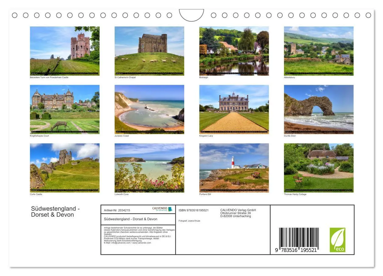 Bild: 9783516195521 | Südwestengland - Dorset &amp; Devon (Wandkalender 2026 DIN A4 quer),...