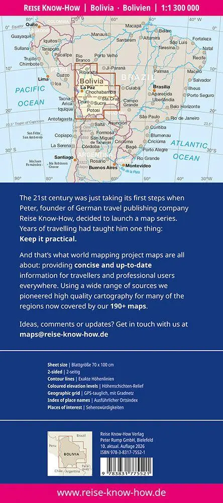 Bild: 9783831775521 | Reise Know-How Landkarte Bolivien / Bolivia (1:1.300.000) | 2 S.