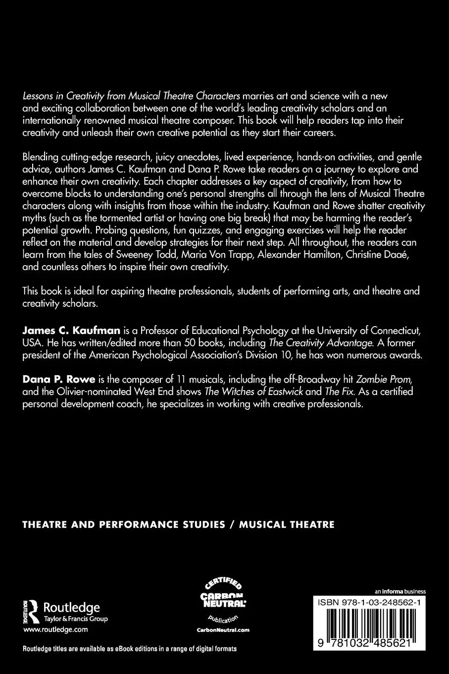 Rückseite: 9781032485621 | Lessons in Creativity from Musical Theatre Characters | Taschenbuch