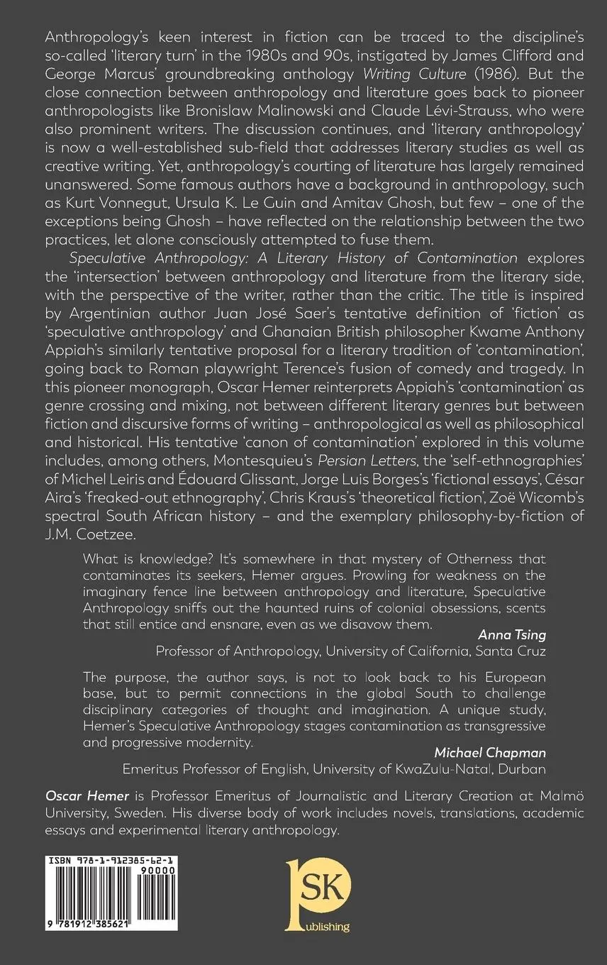 Rückseite: 9781912385621 | Speculative Anthropology | A Literary History of Contamination | Hemer
