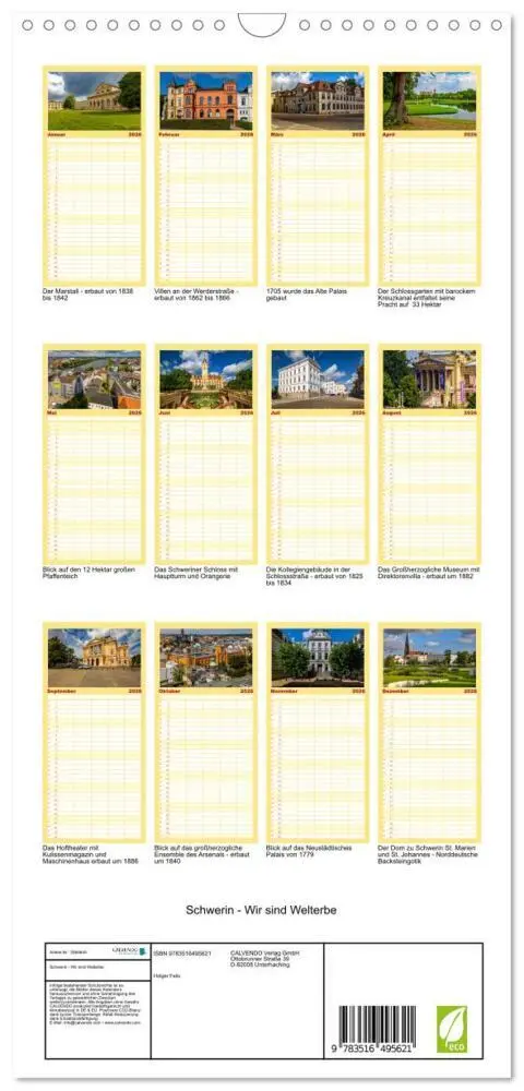 Bild: 9783516495621 | Familienplaner 2026 - Schwerin - Wir sind Welterbe mit 5 Spalten...