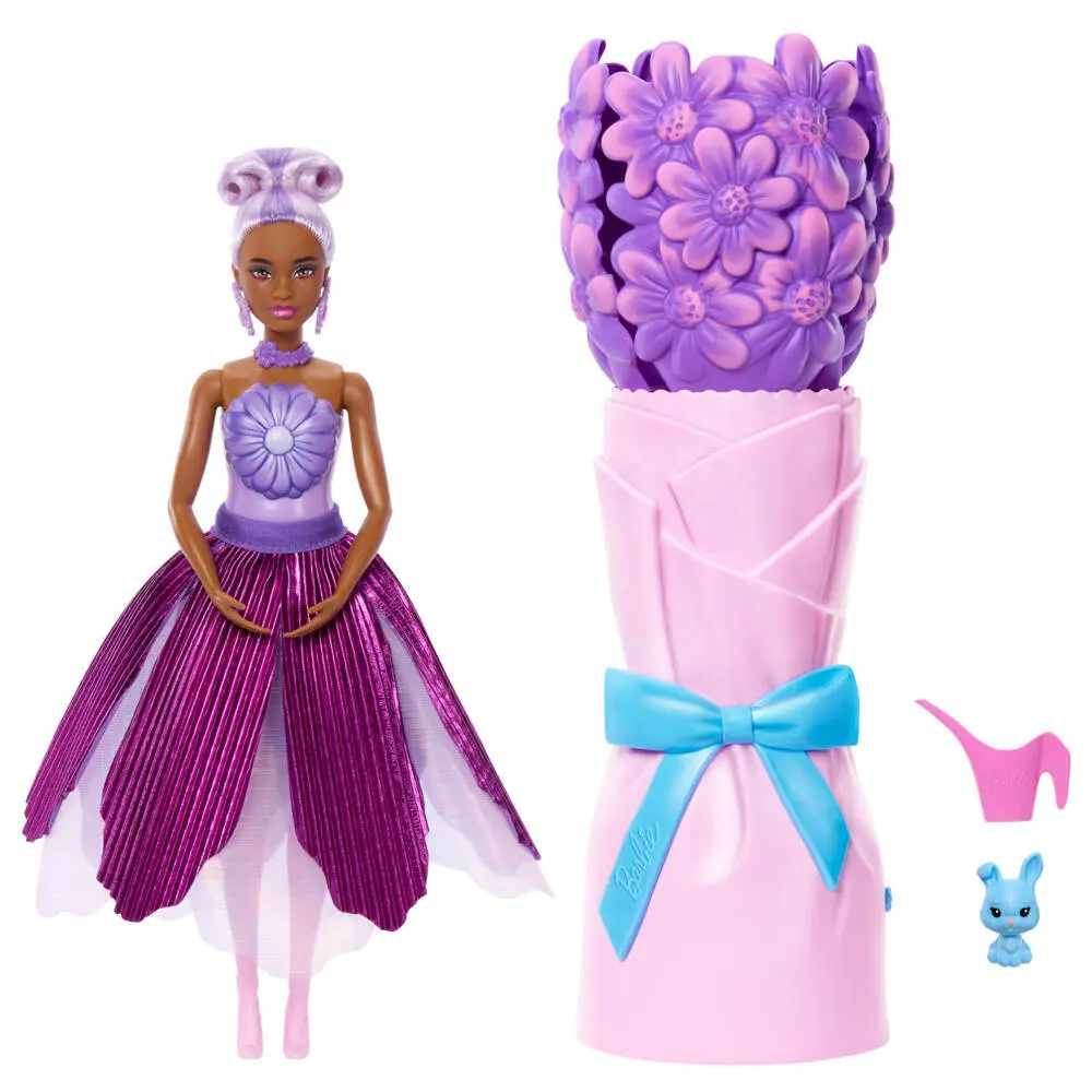 Bild: 194735375721 | Barbie Flower Surprise Puppe - lila Gänseblümchen | Fensterkarton