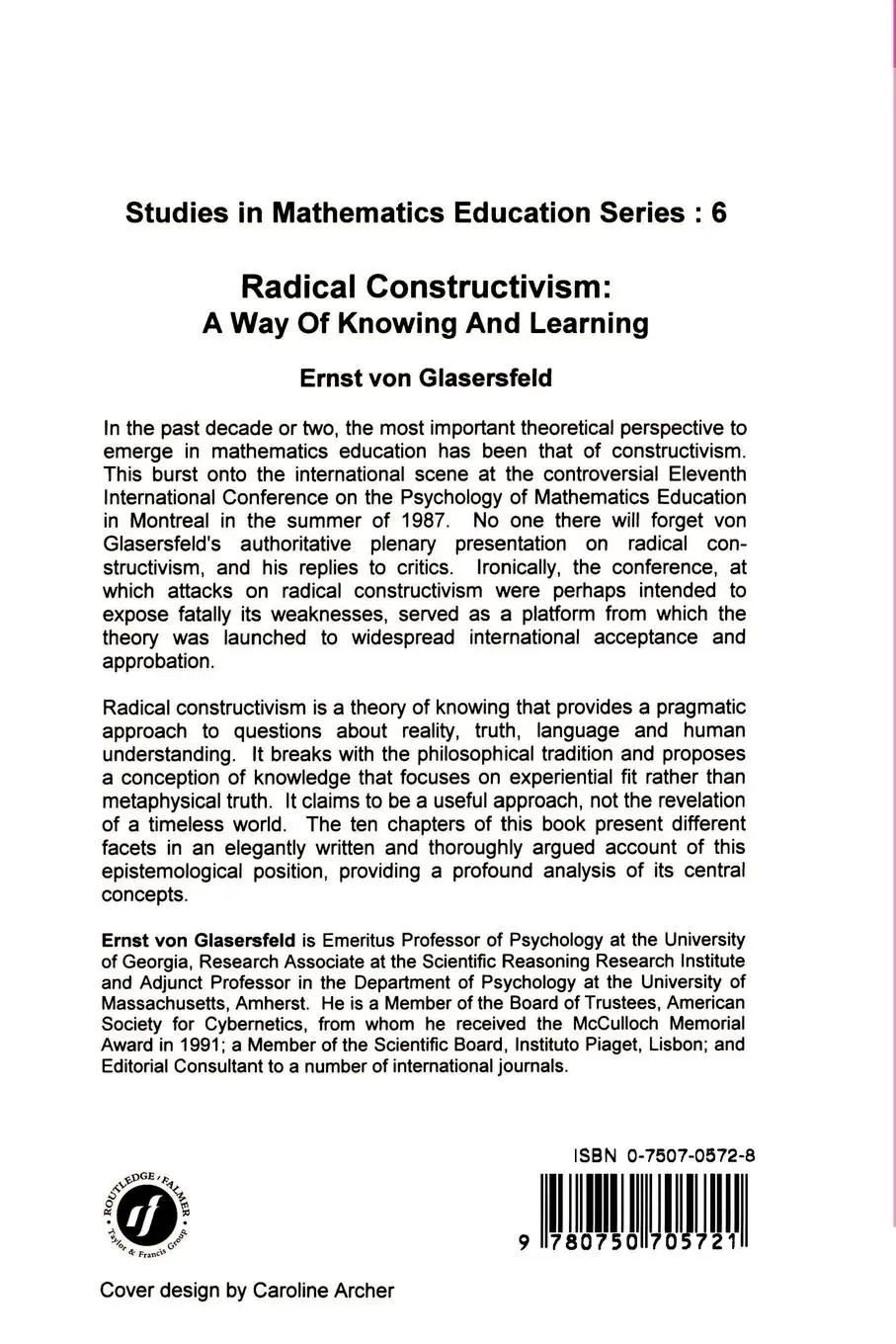 Rückseite: 9780750705721 | RADICAL CONSTRUCTIVISM | Ernst Von Glasersfeld | Taschenbuch | 1996