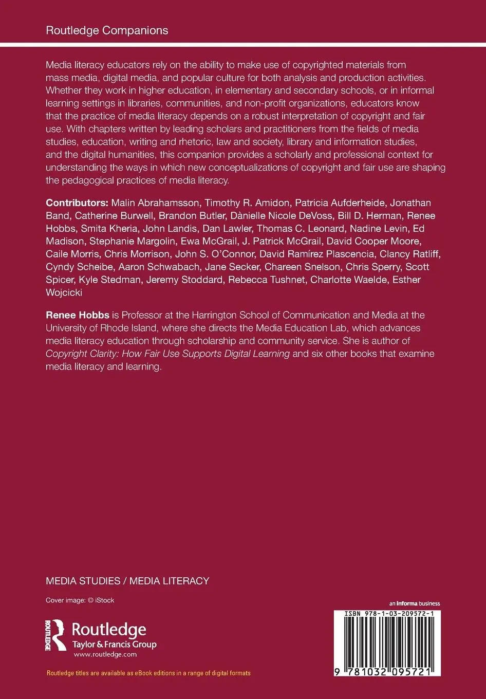 Rückseite: 9781032095721 | The Routledge Companion to Media Education, Copyright, and Fair Use